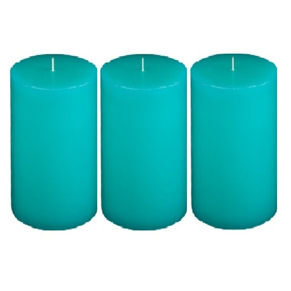 4 X 2 Inches Pillar Candles Set of 3 Teal Blue