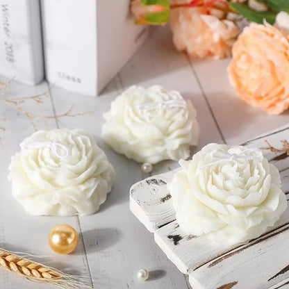 Set of 3 White Enchanting Peony Candles