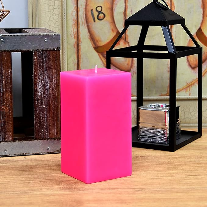 3X6 Inches Square Pillar Candle Pink