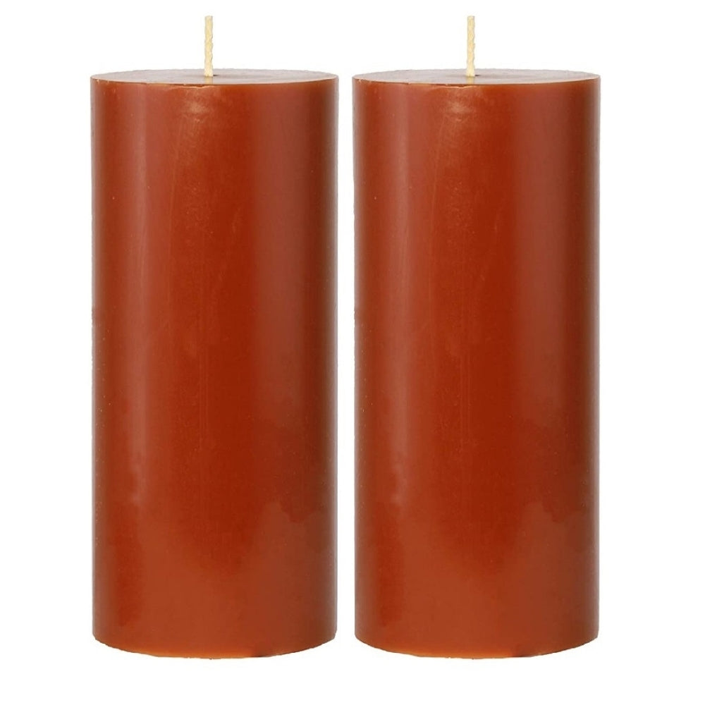 5 X 2 Inches Pillar Candles Set of 2 Brown