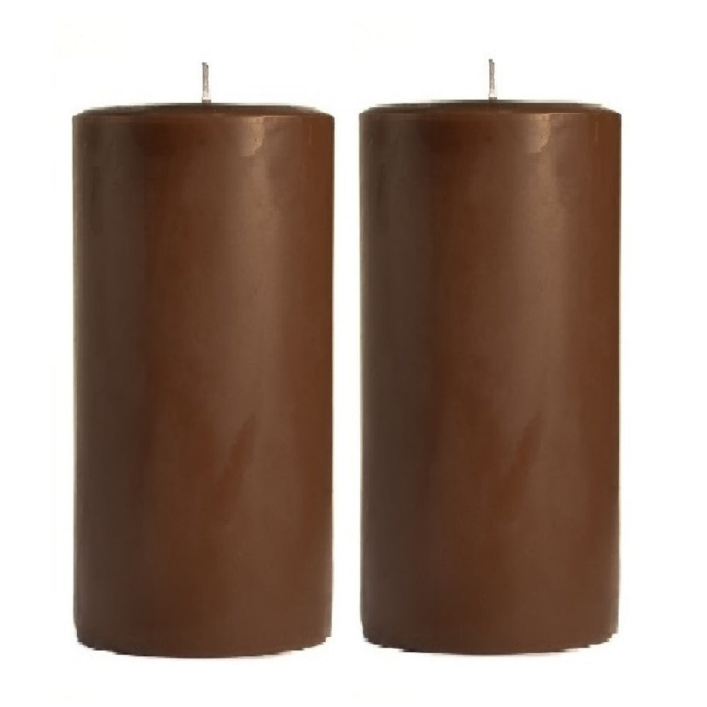 5 X 2 Inches Pillar Candles Set of 2 Chocolate