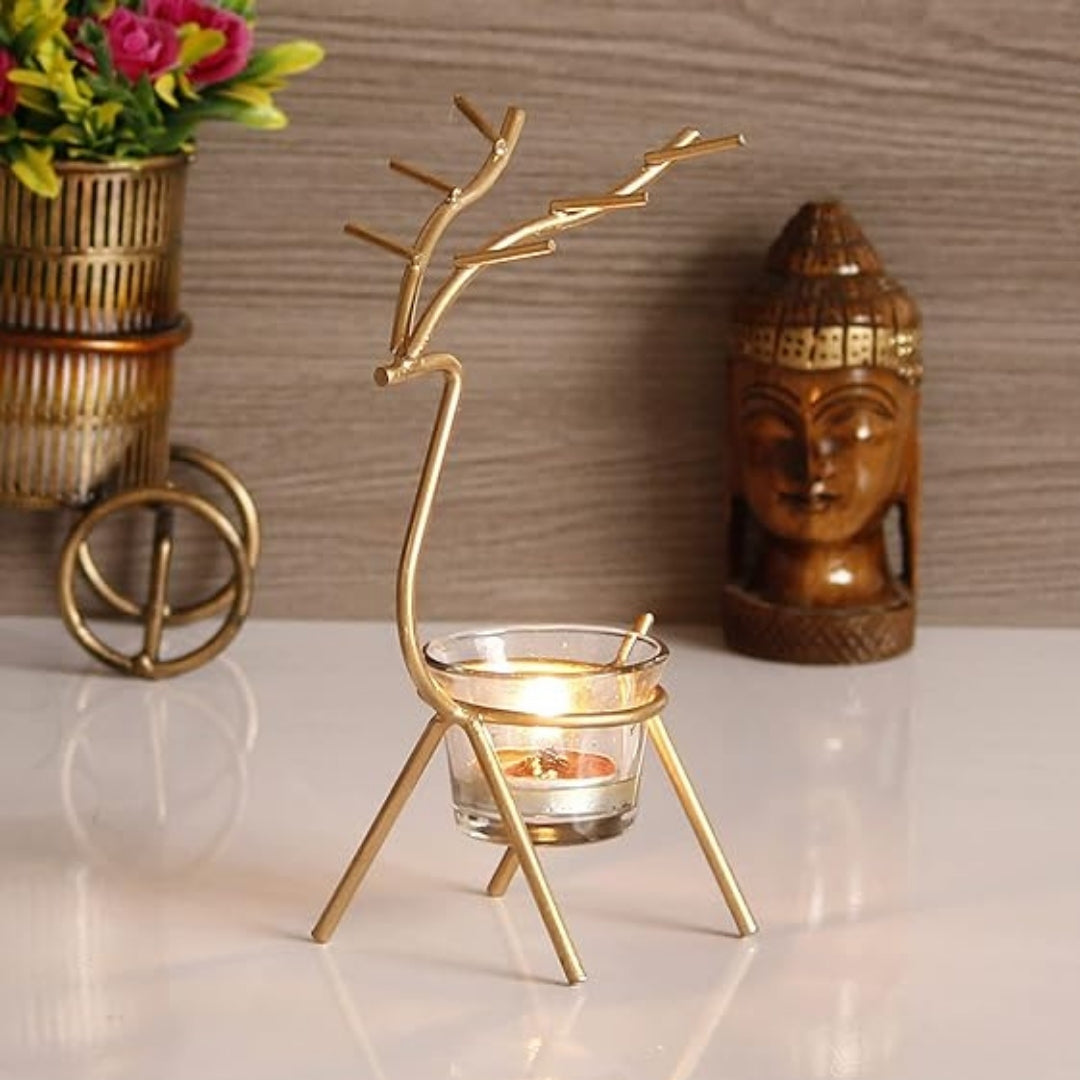 Set of 2 Deer Metal Tealight Candle Holder