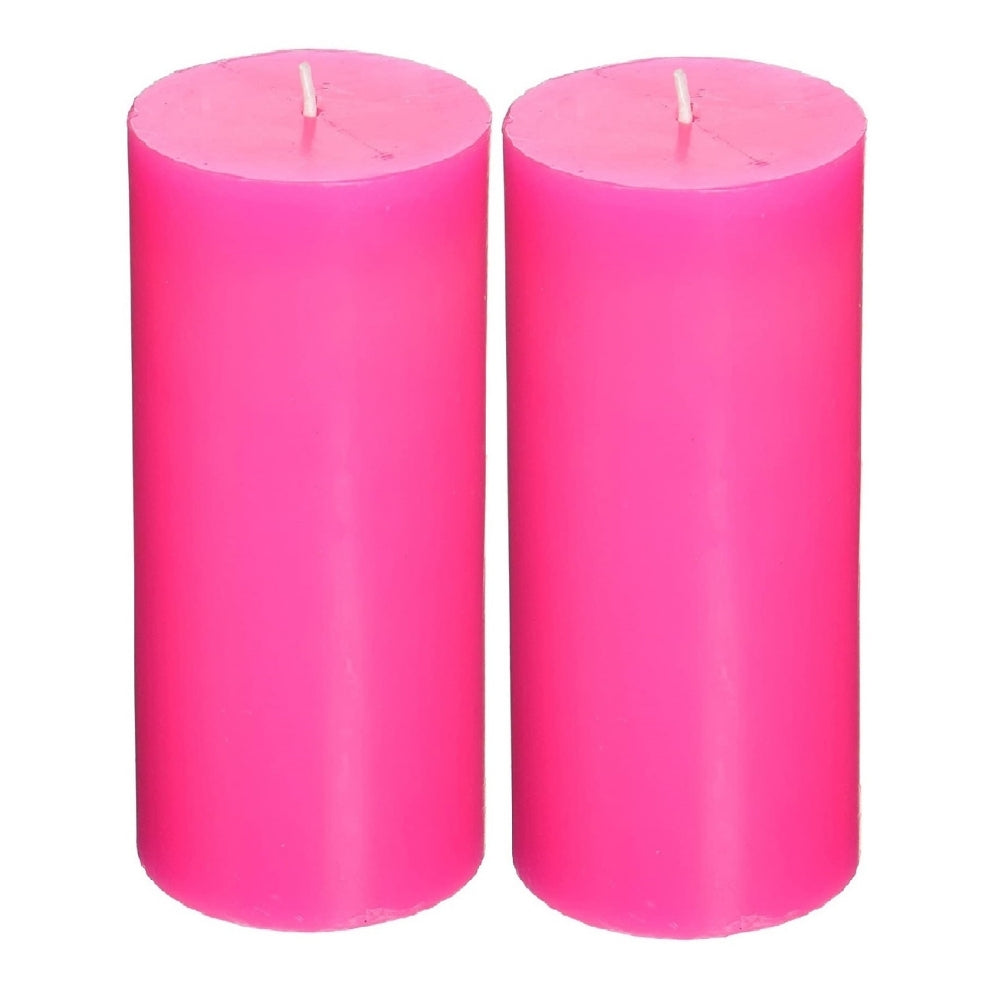 5 X 2 Inches Pillar Candles Set of 2 Hot Pink