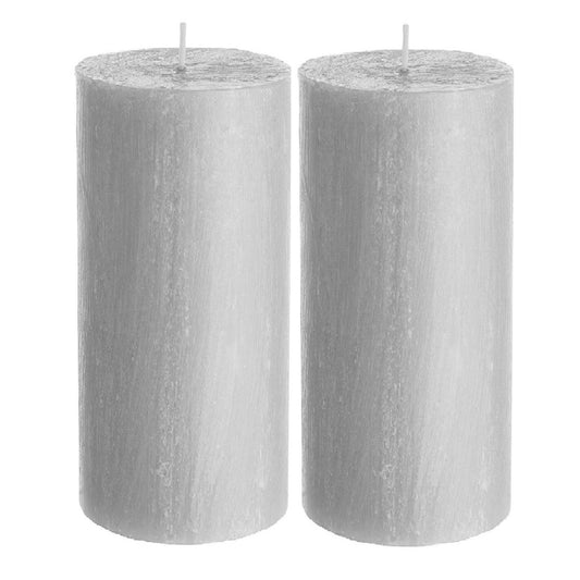 5 X 2 Inches Pillar Candles Set of 2 Grey