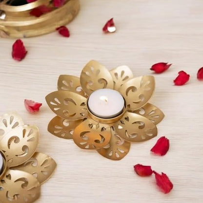 Set of 2 Petal Metal Tealight Candle Holder