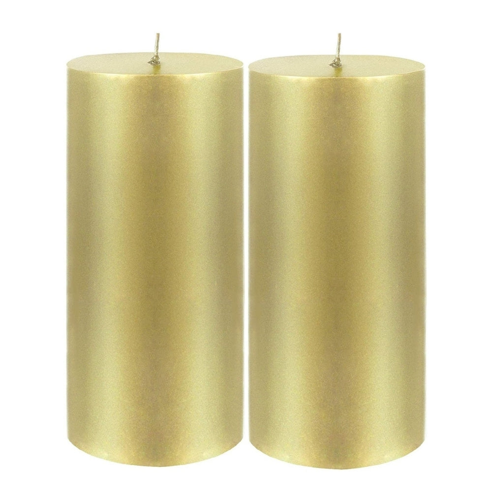 5 X 2 Inches Pillar Candles Set of 2 Gold