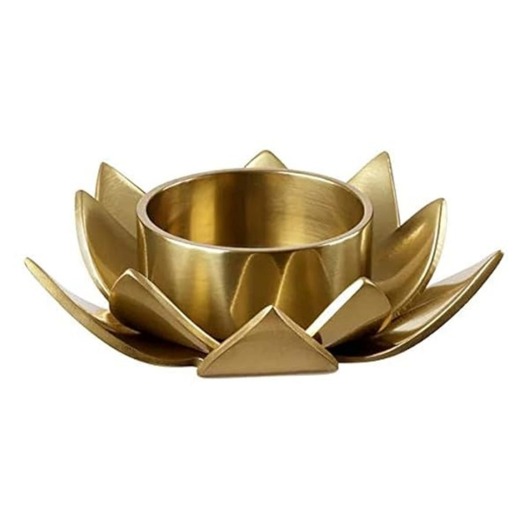 Set of 2 Lotus Metal Tealight Candle Holder